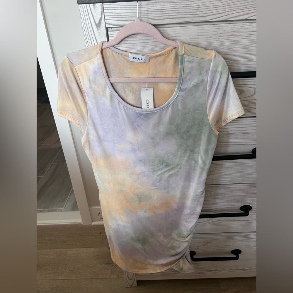 Gilli Pastel Tie-Dye Scoop Neck Dress - Lavender, Yellow, Sage